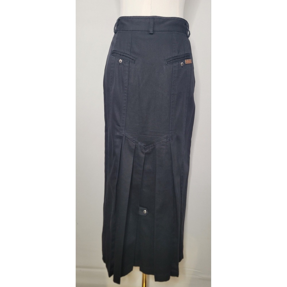 Vintage Together Black Button Front Midi Skirt Pleated Back‎ Dark Academia - Picture 3 of 9